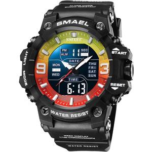 SMAEL Men's Military Watches Outdoor Sports Watch Waterproof LED Date Alarm Digital Analog Wrist Watches for Men