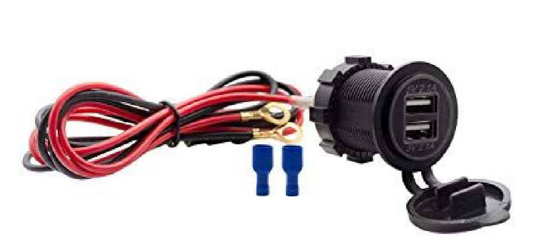 Dual USB Charger Socket Waterproof Power Outlet 12V/24V 2.1A & 2.1A for Car Boat Marine RV Mobile Blue LED