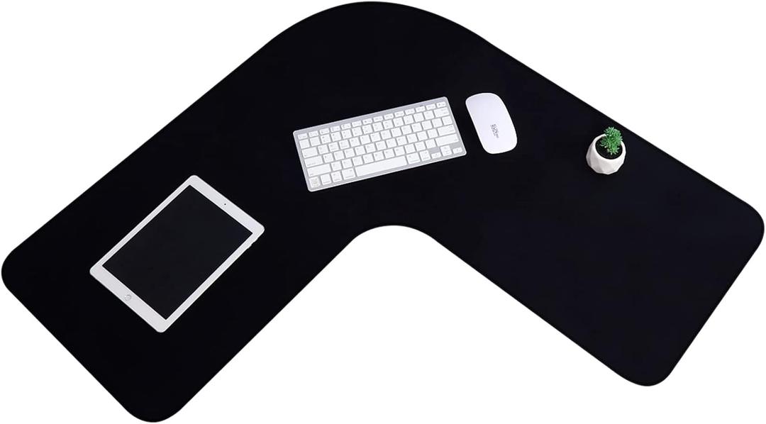Amylove l Shaped Mouse Corner Desk Pad Waterproof Large Rubber Corner Mouse Pad for Office Home l Shaped Desk Gaming Setup Computer Protection Supplies, 36.2 Inches(Black)