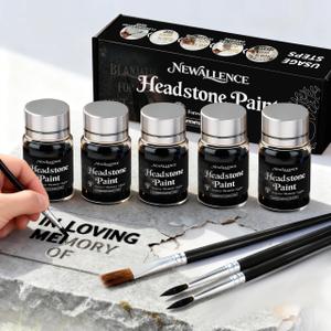 Professional Headstone Paint Kit - Monument Inscription Paint Long-Lasting, Weather-Resistant Formula for Restoring Faded Gravestone Lettering/Tombstone Inscriptions on Granite & Marble(Black)