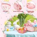CIEOVO 2 Pieces Easter Pink Glass Candy Dish with Lid Covered Candy Jar Cookie Storage Container for Easter Holiday Office Kitchen Food Storage Home Table Desk Decorations, one size