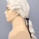 Bettecos Mens Judge Colonial Wig with Glasses Long Blonde Powdered Wavy Wig Costume Cosplay Halloween Party White Wigs (Beige)
