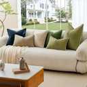 Linen-Look Pillow Covers Set of 2, Decorative Throw Pillow Covers 20 x 20 Inch, Neutral Boho Shell Seamed Cushion Soft Farmhouse Vintage Cozy Home Decor for Living Room Bedroom, Beige