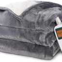 RAINOVA Heated Blanket Electric Throw, Electric Blanket-50''x60'', Soft Flannel Heating Blanket, 10-Level Heating, 10-Hour Auto-off, Gifts for Parents and Elders, Gray, ETL & FCC Certified