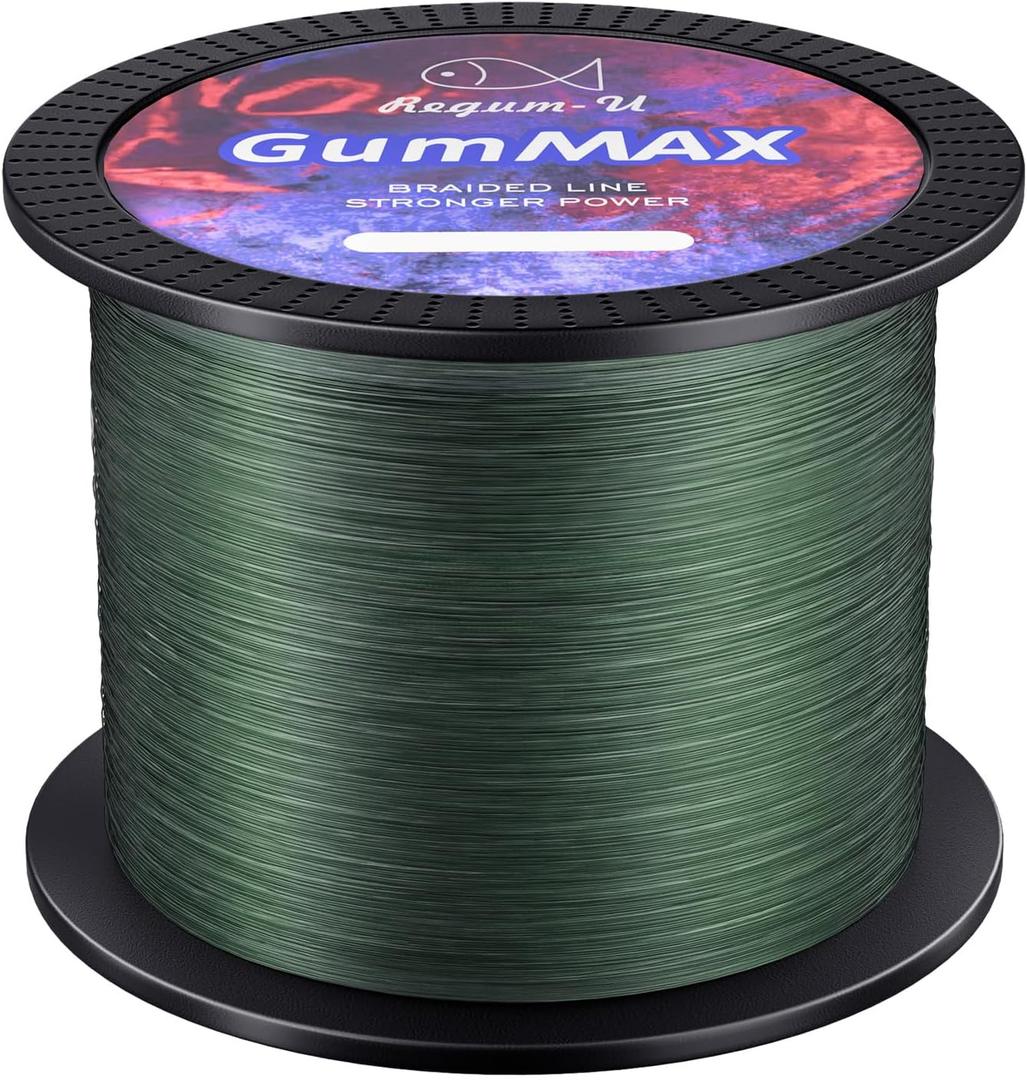 GumMAX 545/1093/1640yds 5-100LB 8X Braided Fishing Line Abrasion Resistant Superline Zero Stretch & Smaller Diameter Confuse & Never Fade in Saltwater and Freshwater