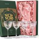 Vintage Art Deco Nick and Nora Coupe Glasses | Set of 4 | 5 oz Crystal Ribbed Cocktail Glassware for Drinking Classic Gin, Whiskey, Vodka Bar Drinks | Retro Long Stemmed Barware Goblets