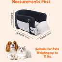 JZXOIVA Console Dog Car Seat & Travel Bed for Small/Medium Dogs, Booster Dog Car Seat with Safety Tether, Non-Slip Base, Washable Cover, Front or Back Seat Pet Carrier Bed, Black