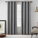 Grey 100% Blackout Linen Curtains 80 Inch Length 2 Panels for Bedroom, Farmhouse Lightweight Completely Blackout Window Treatment Thermal Insulated Drapes, Grey, W52 x L80, 2 Panels