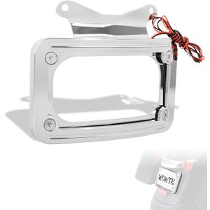 Rear Fender Curved License Plate Frame w/White LED Lighting for Harley Road King FLHRXS 2010-2024,Street Glide FLHX/FLHXS/FLHXST,Road Glide FLTRX/FLTRXS/FLTRXST 2010-2023,Chrome