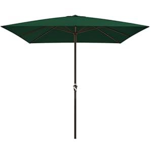 JEAREY 10x10 ft Square Patio Umbrellas Outdoor Table Market Umbrella w/ Crank, 8 Sturdy Ribs, UV Protection Waterproof Sunproof(Dark Green)