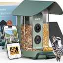 Smart Bird Feeder with Camera Solar Powered,4K HD AI Identify Bird Species, RealTime Alert and Weatherproof, Auto Record Videos, Ideal Gift for Christmas, Tech Lovers and Parents, Blue