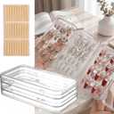 Rovian Press On Nail Book Organizer - 4-Page Clear Fake Nail Storage Box w/Adhesive Tapes, Holds 40+ Sets, Secure Snap-Lock Travel Case, Acrylic Display Holder (63.21.8")