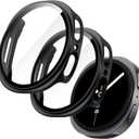 JETech Case with Screen Protector for Samsung Galaxy Watch 8 44mm, Overall Protective Cover, Built-in Tempered Glass Film High Sensitivity, 2 Pack (Black)