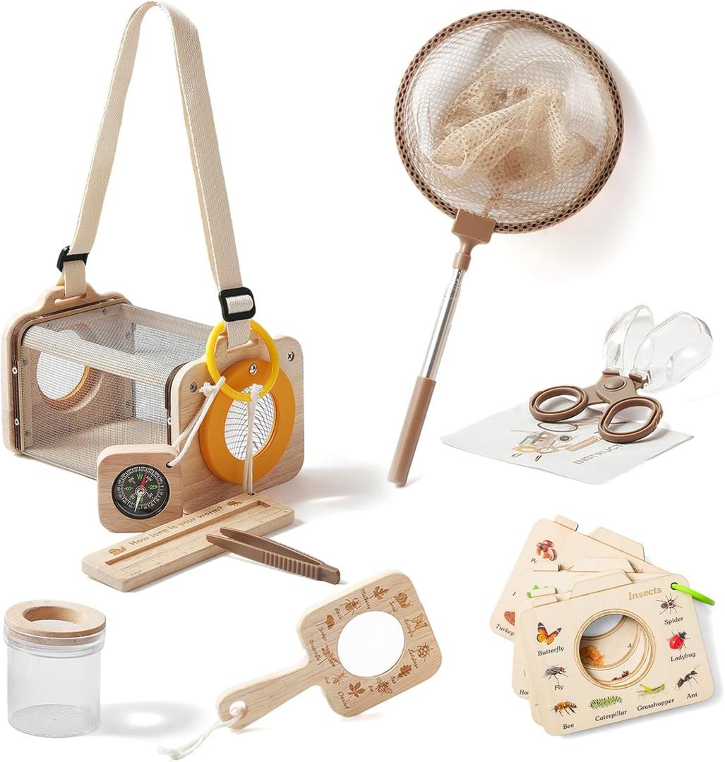 ibwaae Bug Catcher Kit for Kids Explorer Kit, 10PCS Outdoor Bug Catching Kit with Magnifying Glass & Net, Adventure Set for Backyard & Camping, Fun Gift for Girls Boys