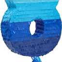 BLUE PANDA Ombre Blue Number 8 Pull String Pinata, Party Game for Kids Ages 3-14, Fillable Hanging Decoration for Birthday Decorations, Holds Candy, Toys & Confetti (16.5 x 11 x 3)
