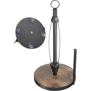 OROPY One-Hand Tear Paper Towel Holder Countertop, Farmhouse Wood Paper Towel Roll Holder with Ratchet Mechanism and Suction Cups fits Standard and Jumbo Size Paper Towels