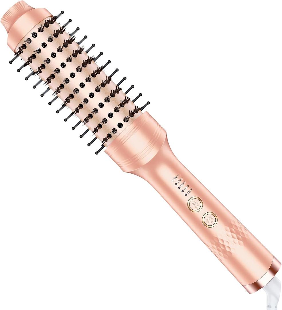 1.5 Inch Heated Round Brush,Negative Ion Thermal Brush for Blowout Look,Straightening,Curling & Voluming,Fast Heating, Dual Voltage for Travel, Pink