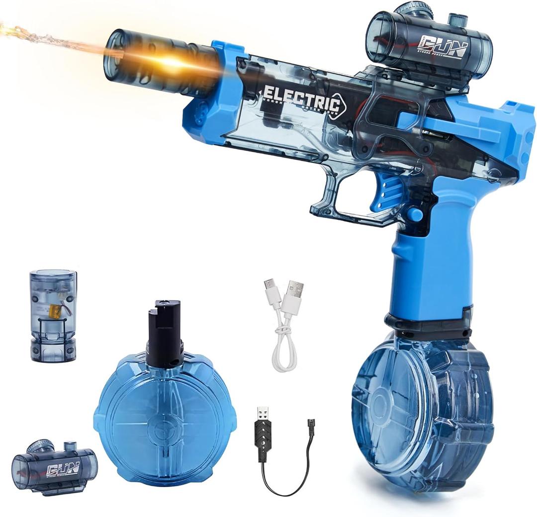 Electric Water Gun for Adults Kids: Most Powerful Squirt Gun, Automatic high Powered Pressure Blaster watergun with Realistic Led Muzzle Flame,28-32 FT RangePerfect Summer Gift Toys for Age 8-12