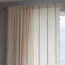 Boho Curtains 84 inches Long, Golden Striped Embroidery Light Filtering Semi-Blackout Privacy Tassels, Rod Pocket Drapes for Living Room Bedroom Halloween Decor, 52" W x84 L, 1 Panel Gold