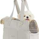 ONECUTE Dog Carrier for Small Dogs Rabbit cat with Large Pockets, Cotton Bag, Dog Carrier Soft Sided, Collapsible Travel Puppy Carrier (Grey, 17" L x 7.5" W x 12" H)