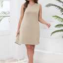 Sampeel Dresses for Women 2025 Casual Summer Sundresses Sleeveless Tank Dress Fashion Outfits (Beige, S)
