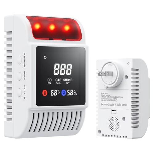 Carbon Monoxide Detectors & Gas Detector, Smoke and Carbon Monoxide Detector Battery Backup with Temperature Humidity Detection, Fire Alarms Smoke Detectors Adjustable Brightness & Sound 3 Pack