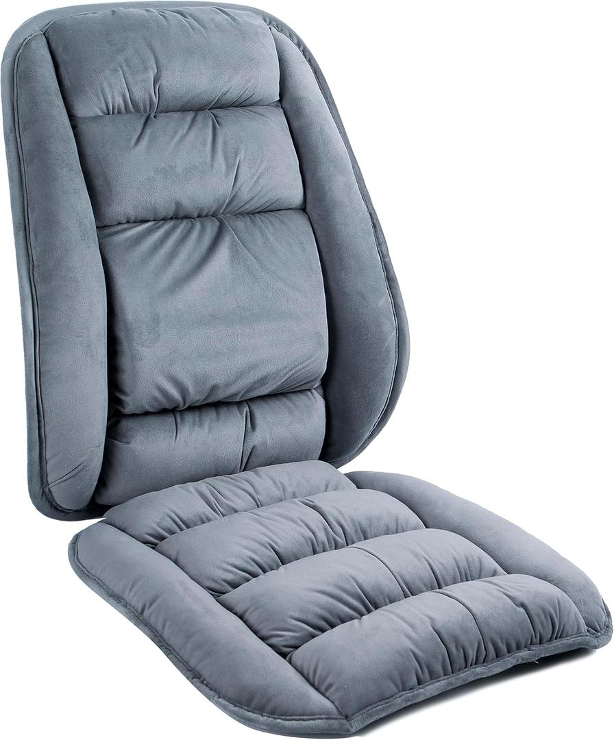 ALIBO Orthopedic Firm Chair Lumbar Support Cushion Set Non-Slip Bottom Coccyx Pads Warm Adjustable Curvature Low Back Pain Relief Relax Pillow for Office,Dinning Chair,Recliners,Sofa and Car Grey