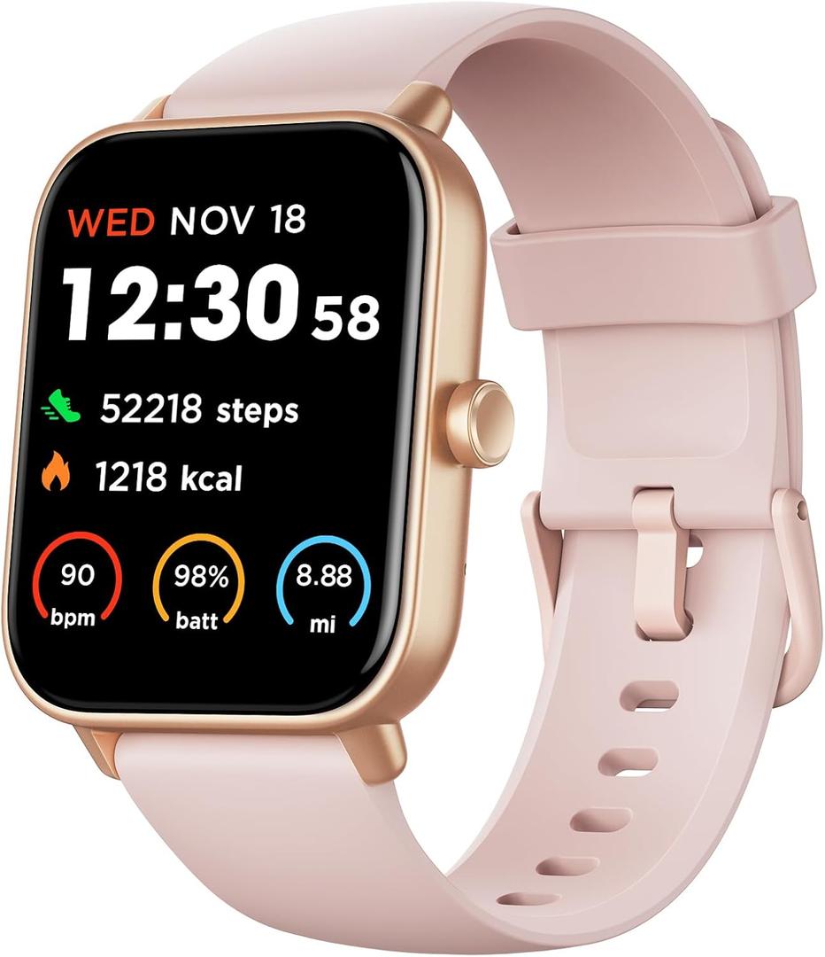 Fitpolo Smart Watch for Women,1.8 Touchscreen, Bluetooth Call, Alexa Built-in,24/7 Heart Rate SpO2 Monitor,Step Counting,Sleep Tracking, IP68 Waterproof Fitness Tracker Watch for Android iPhone (Pink)