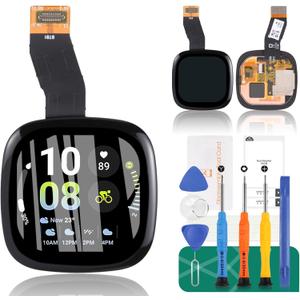 for Fitbit Versa 4 Screen Replacement for Fitbit Versa 4 FB523 LCD Display Repair for Fitbit Versa 4/ Sense 2 LCD Touch Screen Digitizer Assembly Replacement Kits Black
