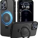 Compatible with iPhone 12 pro max Case with Magnetic Ring Stand, Military Drop Protection, Anti-Scratch/Anti-Fingerprint Translucent Matte Phone Case for iPhone 12 pro max (Black)