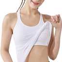 Yoga Racerback Tank Top for Women with Built in Bra,Women's Padded Sports Bra Fitness Workout Running Shirts (6, White)