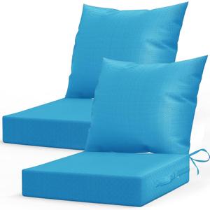 LAGRATY Outdoor Chair Cushions for Patio Furniture24" x 24" Deep Seat Cushions with Backrest for Couch Sofa Chair - Waterproof Fade-Resistant Patio Cushion (Set of 2,Bright Blue)