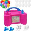 SINBEE Balloon Pump, Balloon Pump Electric, Portable Dual Nozzle Electric Blower Air Pump Inflator for Party Decoration. Faster and Save Time (Rose Red)