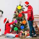 24 Pcs 7.5Inch Christmas Inflatable Ball Neon Color Outdoor Hanging Ornament Blow Up Xmas Inflatable Ornament PVC Christmas Decoration for Yard Lawns Porch Garden Front Door Holiday Decor(Solid Color)