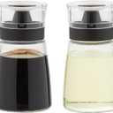 Juvale Glass Oil & Vinegar Dispenser Set - Leak-Proof No-Drip Glass Salad Dressing Bottle & Sauce Bottles - Olive Oil Cruet & Balsamic Vinegar Dispenser - Pack of 2, 5.5 fl oz, Black