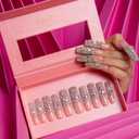 LOVFUL Press on Nails Angel's Tear Rhinestone | Handmade with Full Covered Crystals | Reusable Fake Nails | Square Mid length 1.7in | H48-L