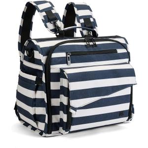 ALLCAMP Diaper Bag Large, Support Baby Stroller, Converted Into a Tote Bag (Blue White)