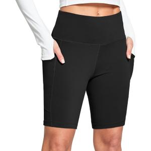 baleaf Women's 6"/8" High Waisted Biker Shorts with Pockets for Gym Workout Yoga Running Athletic (XX-Large, Black)