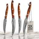 Jikko Bushido Edition Japanese AUS-8 Steak Knife Set (4 pcs) with Rosewood Handles | Premium Full-Tang Carving Knives for Meat, Steak & BBQ Razor Sharp 15 Edge, Gift Collectors Box