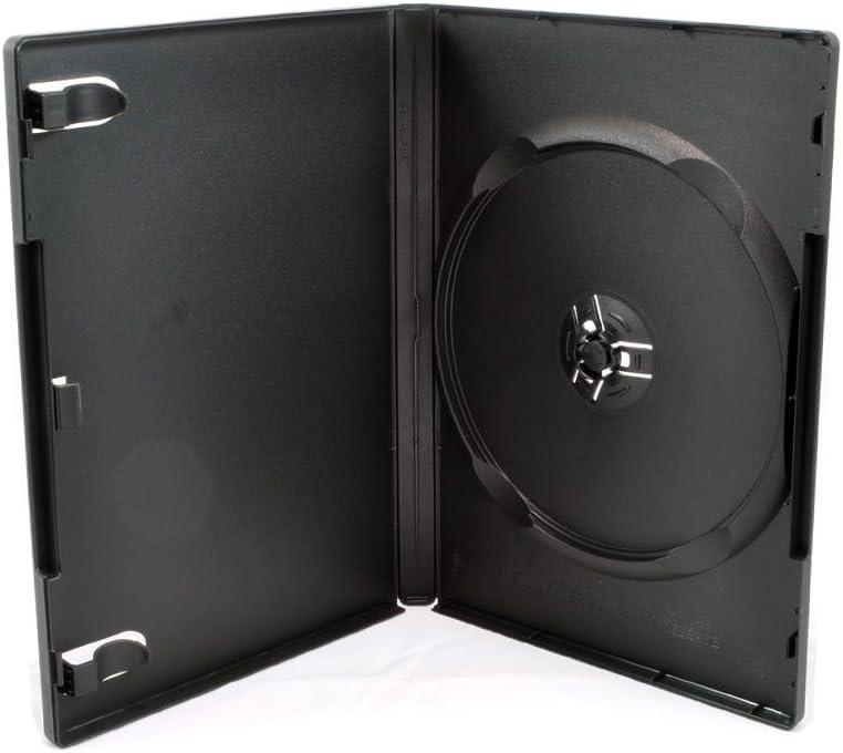 25 Pack Maxtek Standard 14mm Black Single Disc DVD Cases with Outer Clear Sleeve