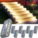 Solar Step Lights for Outside, 8-Pack Stair Light Outdoor Waterproof IP67, 14 LED Warm White Light Solar Powered Lighting for Steps, Stairs, Deck, Patio, Walkway, Front Porch Decor