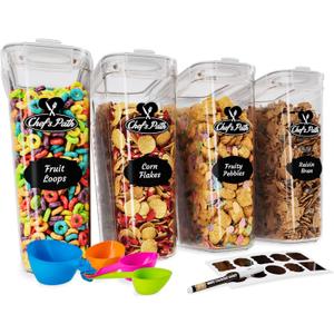 Cereal Containers Storage Set Large (4L,135.2 Oz), Airtight Food Storage Containers for Kitchen & Pantry Organization, Cereal Storage Container Set for Crunchiness, BPA Free Dispenser Keepers (4) Cereal Containers Storage Set Large (4L,135.2 Oz), Airtight Food Storage Containers for Kitchen & Pantry Organization, Cereal Storage Container Set for Crunchiness, BPA Free Dispenser Keepers (4)