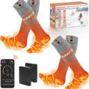 Heated Socks for Men Women APP Control Electric Heating Socks 7000mAh Rechargeable Battery Heate Thermal Socks for Winter Camping Fishing Cycling Skiing Hunting Hiking (6-14 USA Size, Grey 2 Pair Socks(Only 1 Pair Battery))
