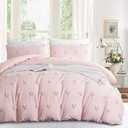 Nayoroom Pink Heart Duvet Cover Queen Size Boho Tufted Chenille Cute Heart Textured Comforter Cover 3Pcs Luxury Soft Washed Microfiber Aesthetic Bedding Set with Zipper Closure for All Season