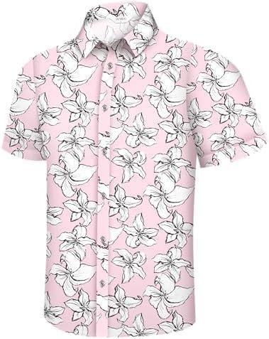 Hawaiian Shirt for Men, Tropical Shirts Casual Summer Button Down Short Sleeve Floral Shirt Vacation Outfits Cruise Shirt, M