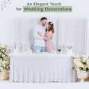 Destination 8ft Rectangular Table Skirt - White Wedding Spandex Table Cover - One Piece Fitted Stretchy Tablecloth - Wrinkle Resistant Ruffles - Great for Party, Banquet
