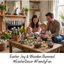 Easter Decorations for Home, Bunny Decorations Spring Home Decor,6 pcs Wooden Easter Bunny Table Sign