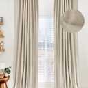 100% Blackout Shield Linen Blackout Curtains for Bedroom 120 Inches Long, Back Tab/Rod Pocket Living Room Drapes, Thermal Insulated Blackout Curtains 2 Panels Set, 50" W x 120" L, Oatmeal