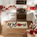 Artoid Mode Welcome Love Heart Valentine's Day Doormat, Home Decor Low-Profile Runner Rug Door Mat for Indoor Outdoor 24x59 Inch