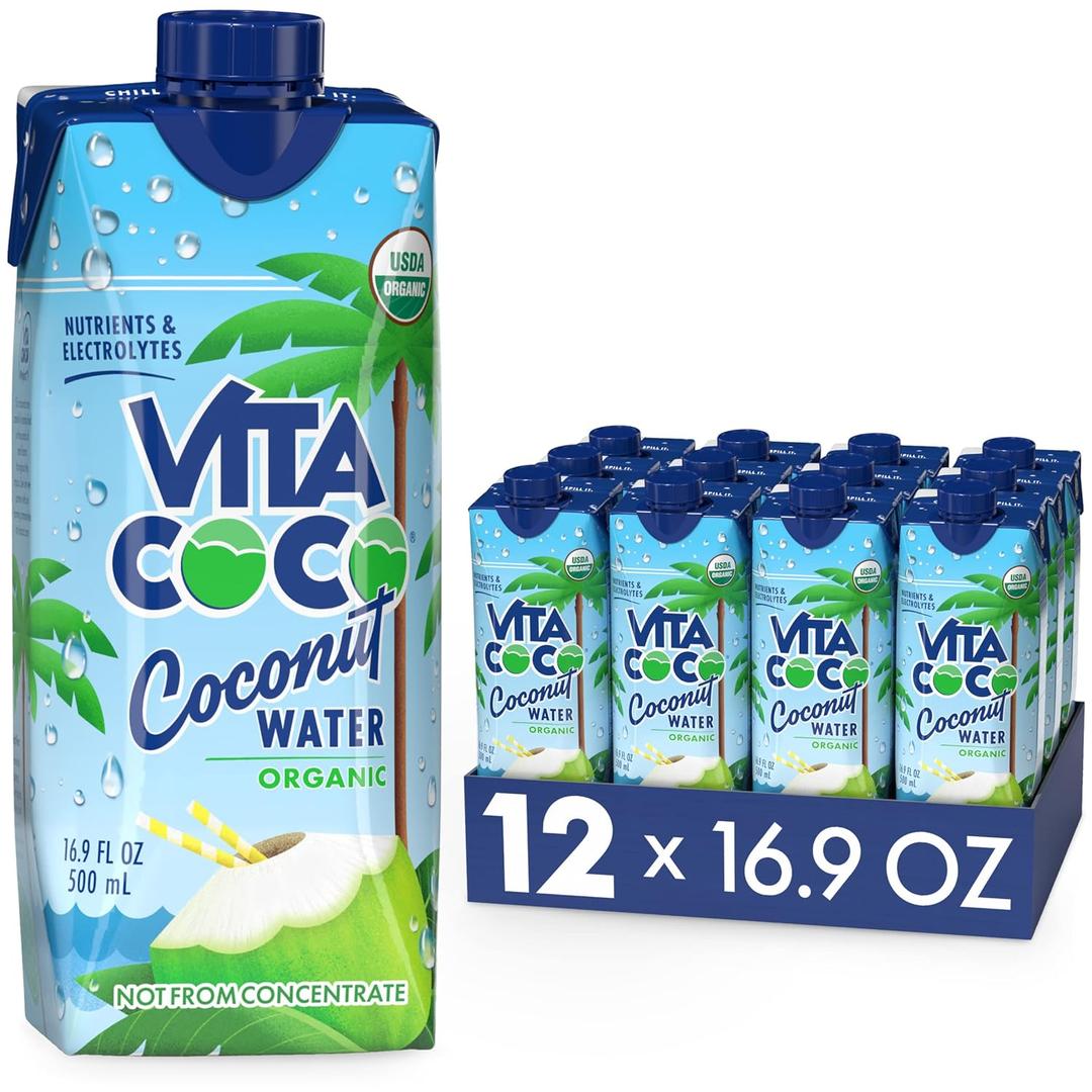 Vita Coco Coconut Water, Pure Organic | Refreshing Coconut Taste | Hydrating Electrolytes | Vital Nutrients | 16.9 Oz (Pack Of 12) (BBD 08/12/26)